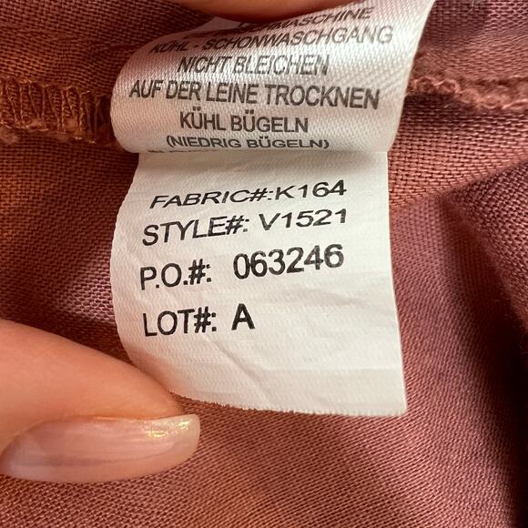 DALIA Dusty Pink Cardigan Top Linen Pockets 3/4 Roll Up Sleeve Size Large L - Picture 10 of 11